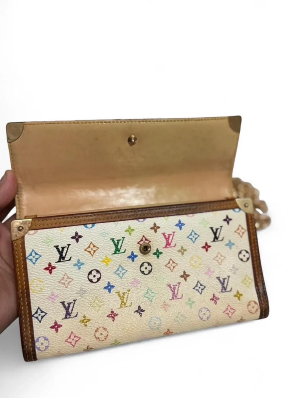 Louis Vuitton X Takashi Murakami Vintage Porte Trésor Wallet w/ chain - Picture 6 of 8